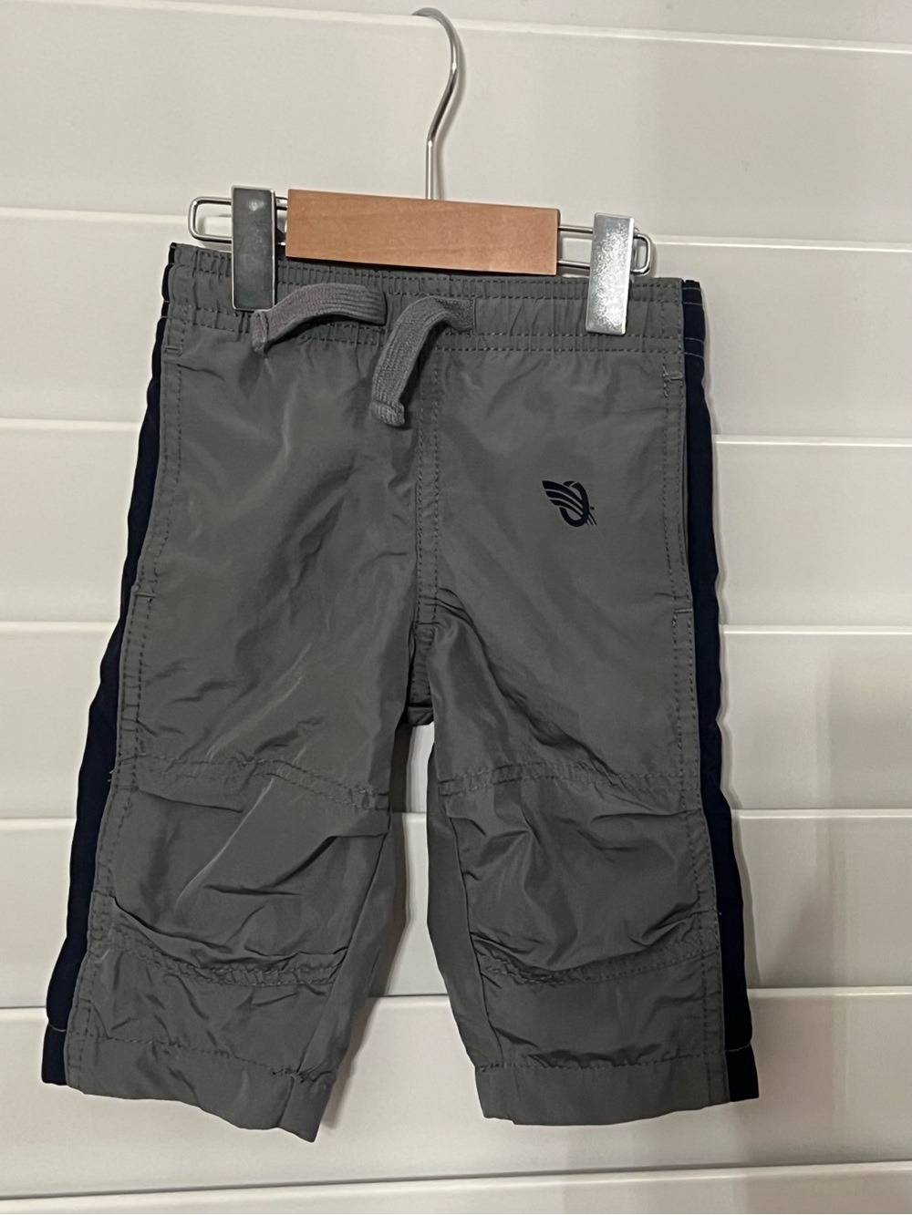 Oshkosh B'gosh Baby Grey Pull-On Lined Track Pants with Navy Side Stripe 6 Month